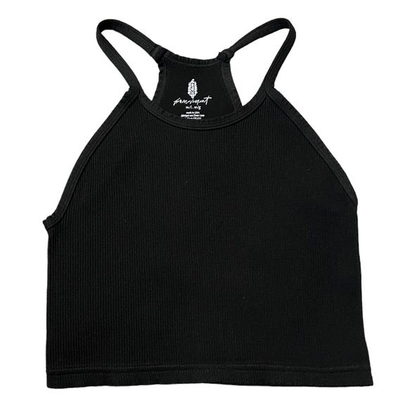 Free People Happiness Runs Tank Top Black w/ Logo on Back NWOT - Picture 3 of 5